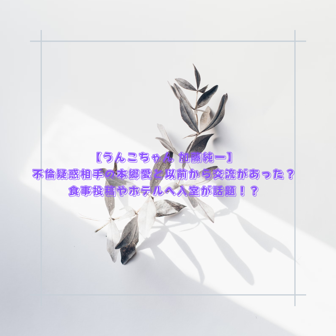 【うんこちゃん 加藤純一】不倫疑惑相手の本郷愛と以前から交流があった？食事投稿やホテルへ入室が話題！？