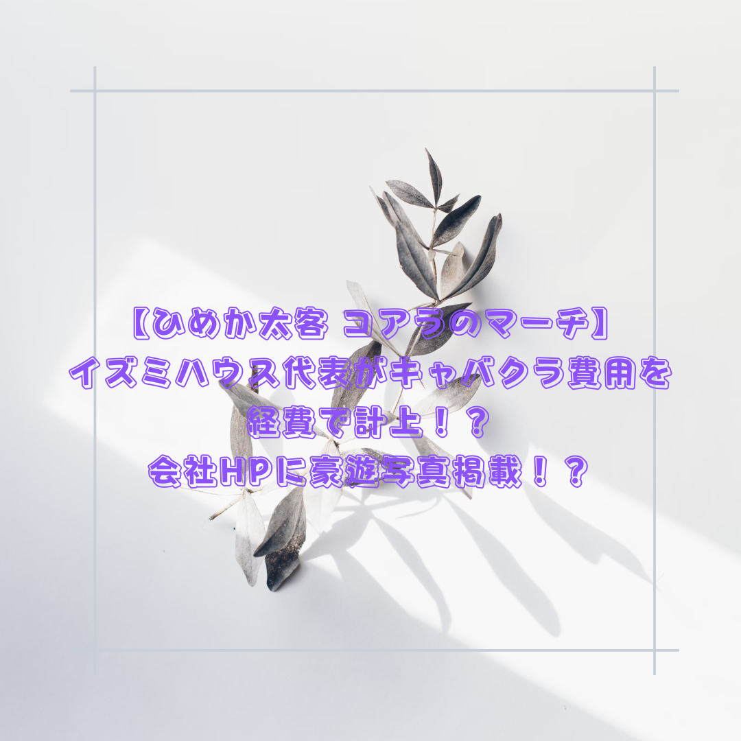 【ひめか太客 コアラのマーチ】イズミハウス代表がキャバクラ費用を経費で計上！？会社HPに豪遊写真掲載！？